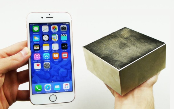 Strong neodymium magnet and a mobile phone