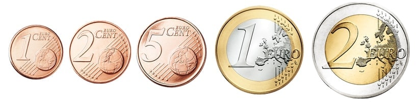 The following euro coins are magnetic