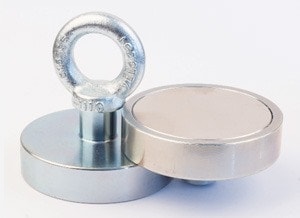 magnets with an eyebolt for searching under water