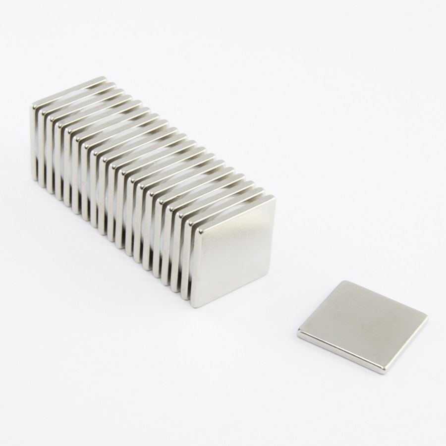 Neodymium magnet, block, 20x20x2 mm - N38