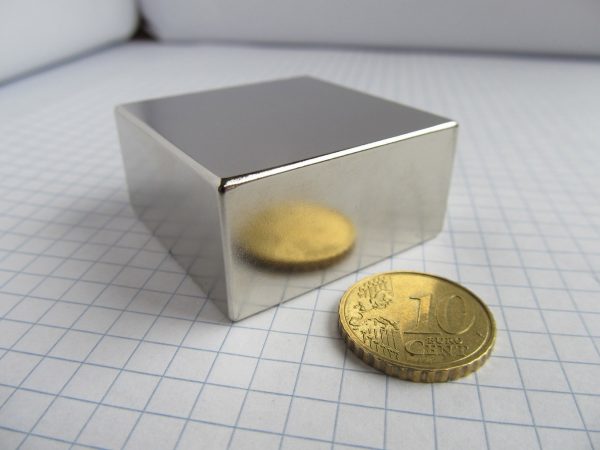 Neodymium magnet, block, 40x40x20 mm - N38
