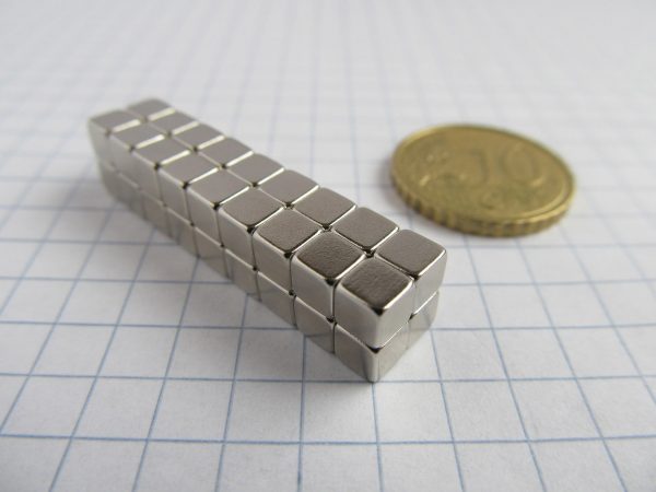 Neodymium magnet, cube, 4x4x4 mm - N42