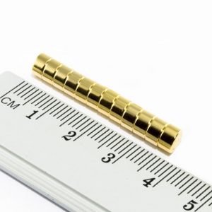 Neodymium magnet, disc, 5x3 mm, gold-plated - N35
