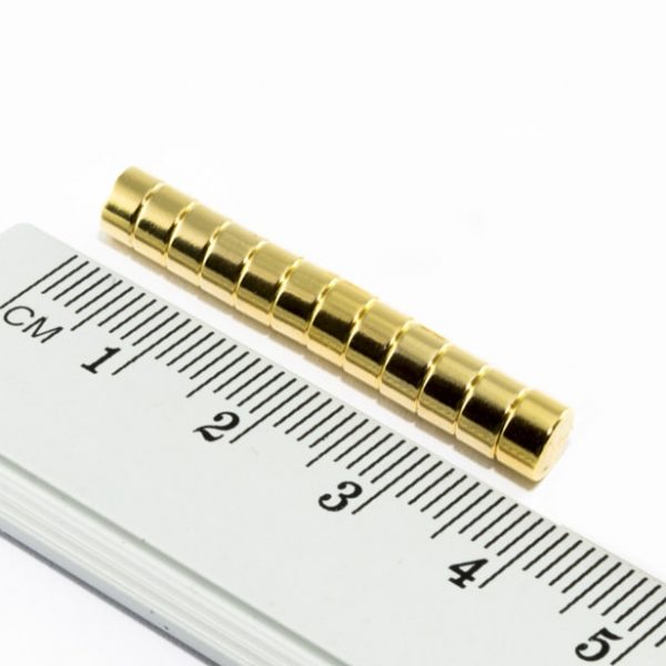 Neodymium magnet, disc, 5x3 mm, gold-plated - N35