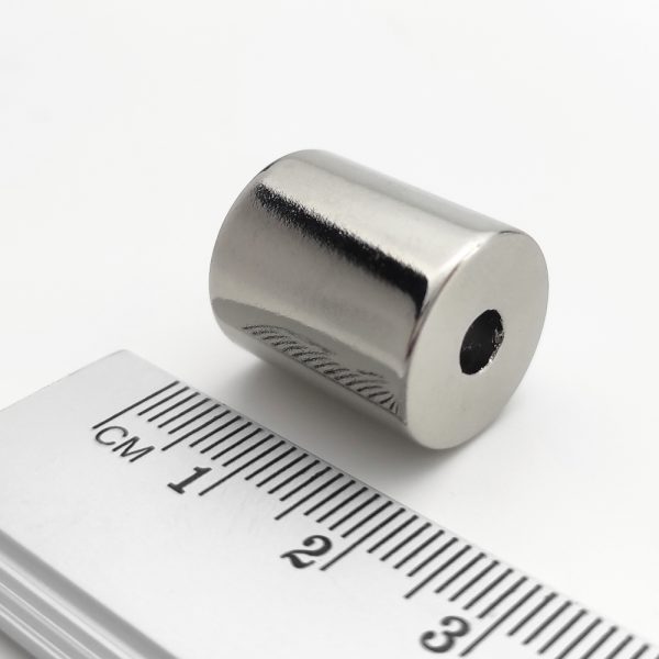 Neodymium magnet, disc, 15×17.5 mm, with hole M4 (diametral magnetisation) - N52 - Image 2