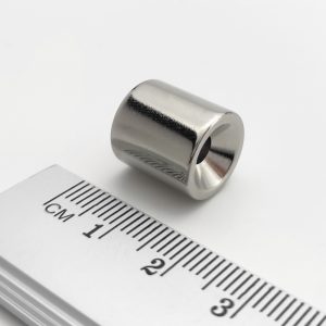 Neodymium magnet, disc, 12.9×14 mm, with hole M4 (diametral magnetisation) - N42