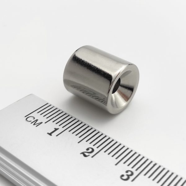 Neodymium magnet, disc, 12.9×14 mm, with hole M4 (diametral magnetisation) - N42