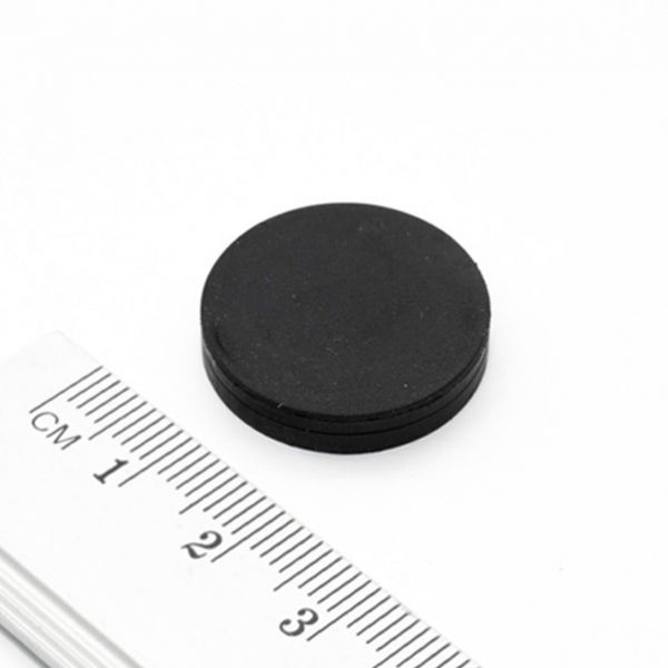 Pot magnet with internal thread, 22x6 mm, rubber coated