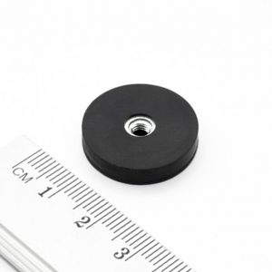 Pot magnet with internal thread, 22x6 mm, rubber coated