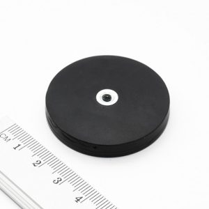 Pot magnet with internal thread, 43x6 mm, rubber coated