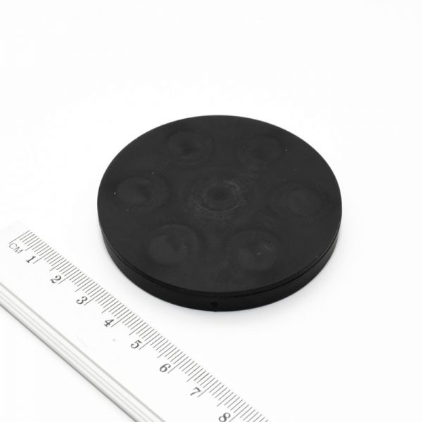 Pot magnet with internal thread, 66x8.5 mm, rubber coated