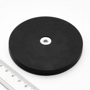Pot magnet with internal thread, 88x8.5 mm, rubber coated