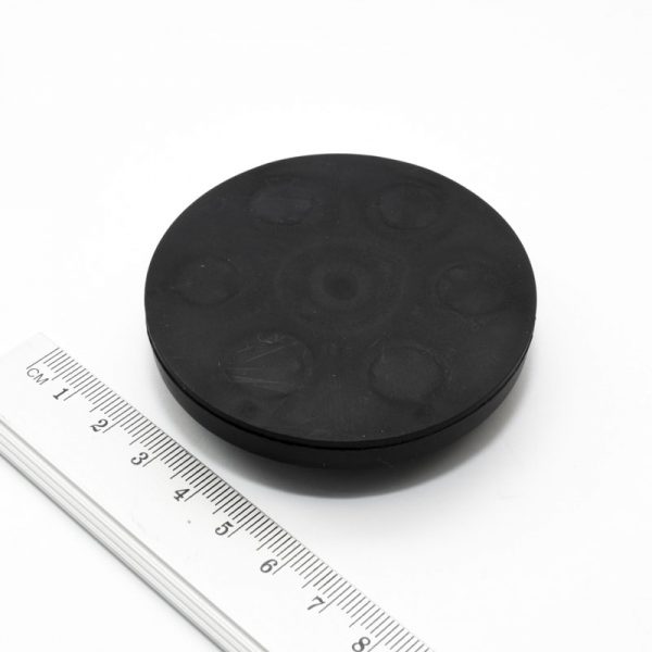 Pot magnet with internal thread socket, 66x8.5 mm, rubber coated
