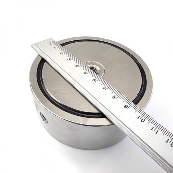 Pot magnet with internal thread through entire magnet, 97x40 mm, double-sided