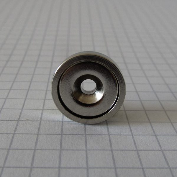 Pot magnet with screw hole, 16x5 mm - N38