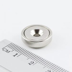 Pot magnet with screw hole, 16x5 mm - N38