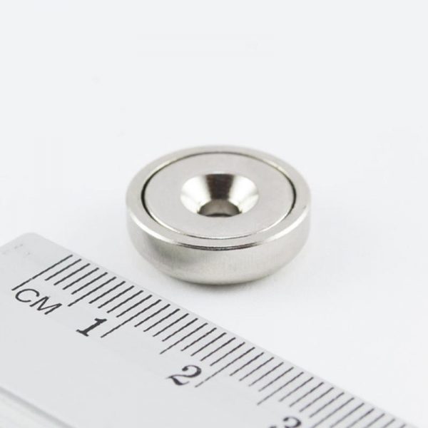 Pot magnet with screw hole, 16x5 mm - N38