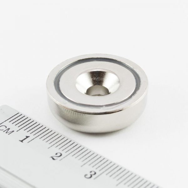 Pot magnet with screw hole, 25x8 mm