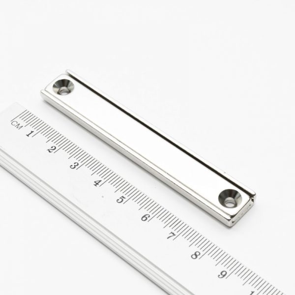 Pot magnet with screw holes, 80x13.5x5 mm