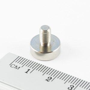 Pot magnet with threaded stud, 13x4.5 mm, Zn