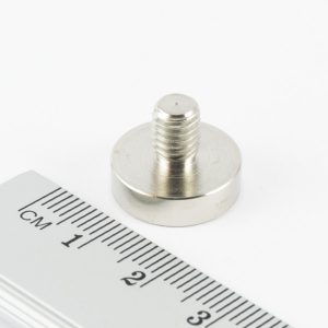 Pot magnet with threaded stud, 16x4.5 mm, M5