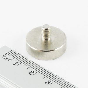 Pot magnet with threaded stud, 20x5 mm