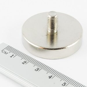 Pot magnet with threaded stud, 40x8.5 mm
