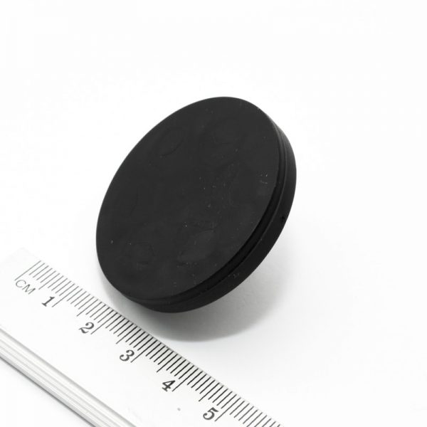 Pot magnet with threaded stud, 43x6 mm, rubber coated