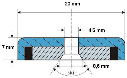 Magnetic holder 20x6 - dimensions