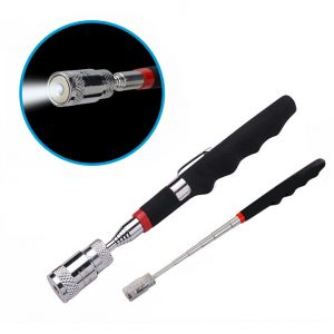 Telescopic magnetic pick-up tool with LED