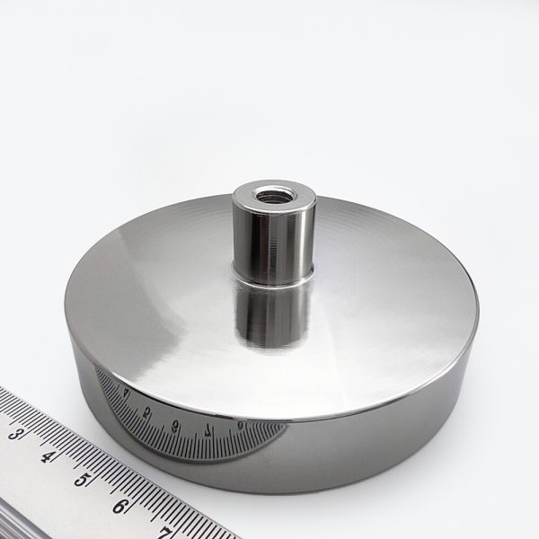 Pot magnet with internal thread socket, 100×20 mm