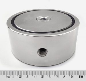 Pot magnet with internal thread through entire magnet, 97×40 mm, double-sided