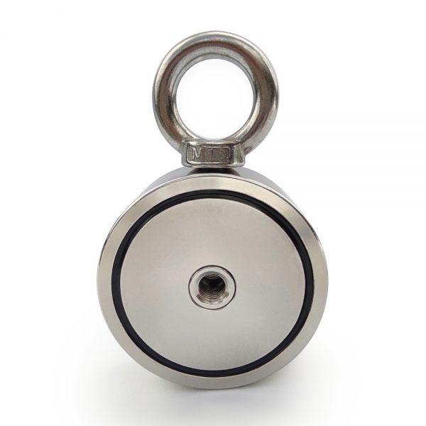Extremely strong neodymium magnet for magnet fishing - Magnet with eyebolt, double-sided - strength 2x310 kg