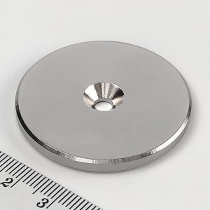 Neodymium magnet, disc, 42x4 mm, with hole M4