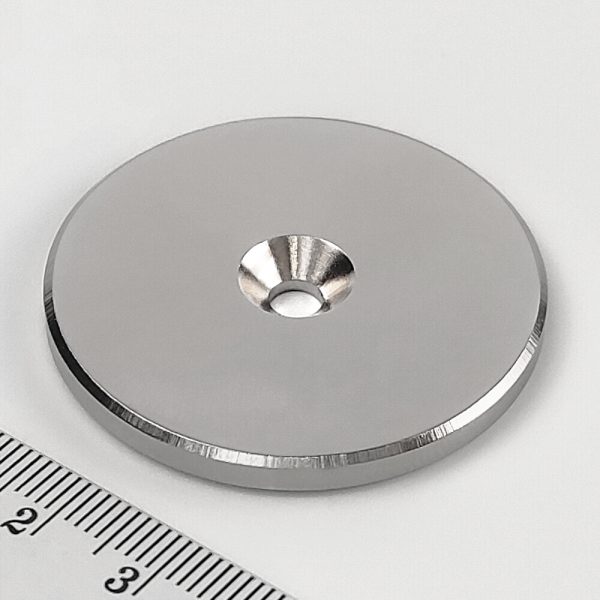 Neodymium magnet, disc, 42x4 mm, with hole M4