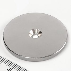 Neodymium magnet, disc, 50x4 mm, with hole M4