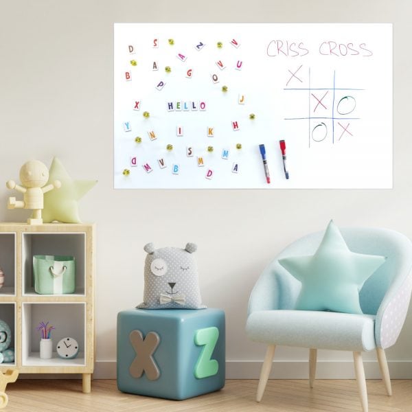 self-adhesive ferrous sheet, white - magnetic board - children's room