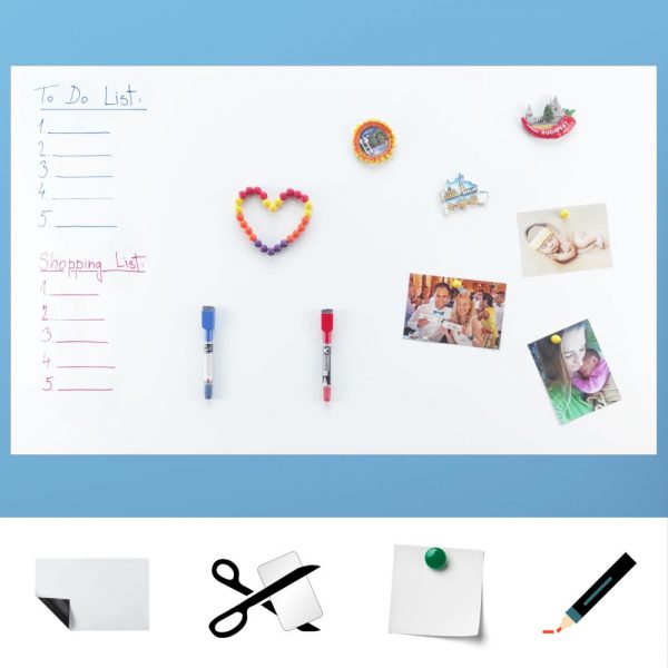 self-adhesive ferrous sheet, white - magnetic board - photos and magnets