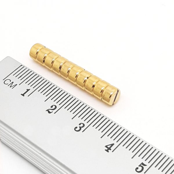 Neodymium magnet, disc, 5x3 mm, gold-plated - N35 marked