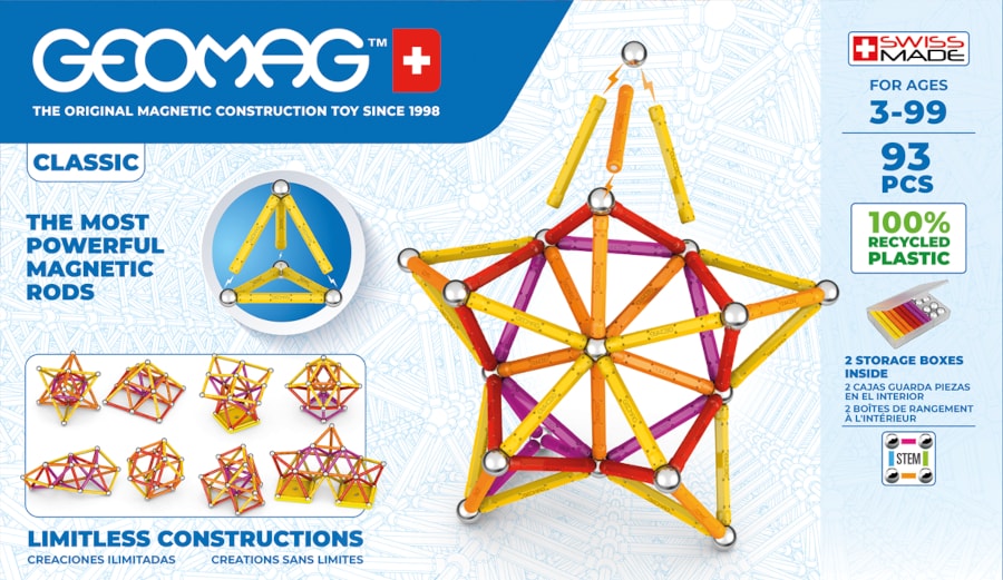 Magnetic building set Geomag Classic, 93 parts