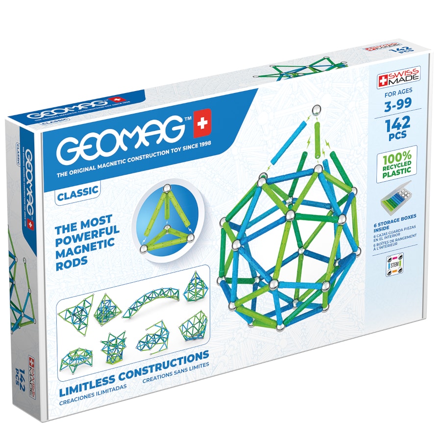 Magnetic building set Geomag Classic, 142 parts