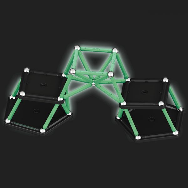 Magnetic building set Geomag Glow recycled, 60 parts