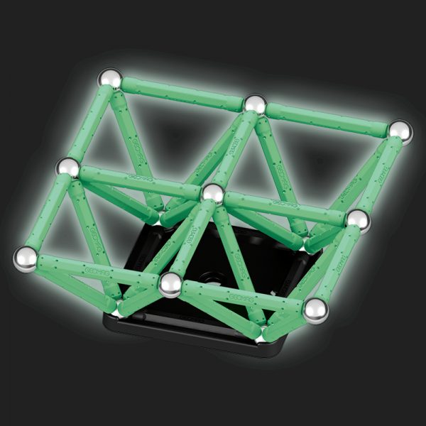 Magnetic building set Geomag Glow recycled, 60 parts