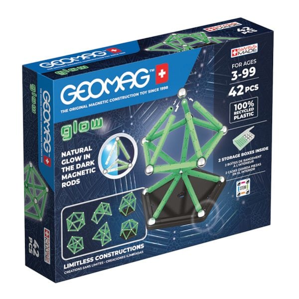 Magnetic building set Geomag Glow recycled, 42 parts