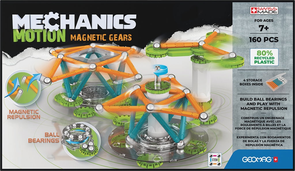 Magnetic building set Geomag Mechanics Motion, 160 parts