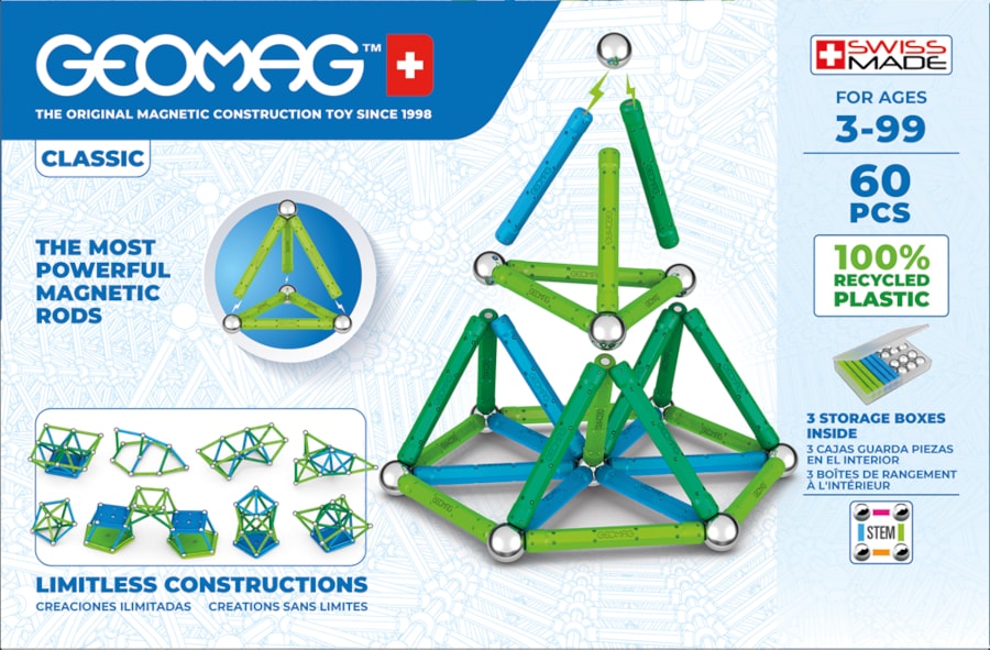 Magnetic building set Geomag Classic, 60 parts