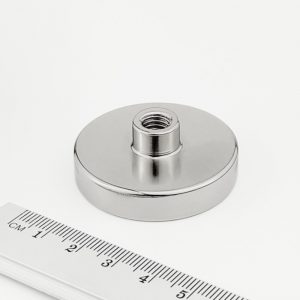 Pot magnet with internal thread socket, 42x8.5 mm