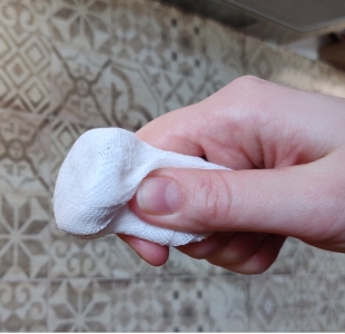 tip jug - cleaning magnet wrapped in a cloth