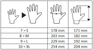 Magnet fishing gloves size chart