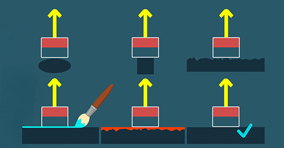 Magnet adhered to various surfaces